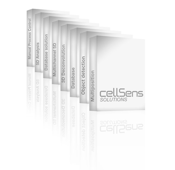 mirrored, white background, package, box, software, cellsens, perspective, life science, set, row