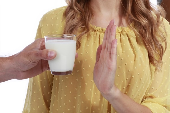 Woman with milk allergy