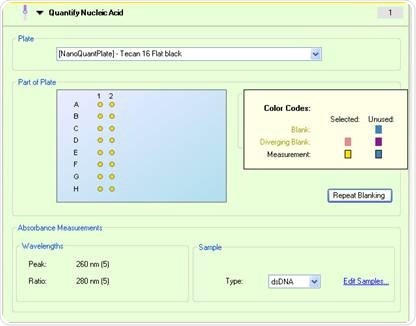 Quantify Nucleic Acid Strip as it appears in the i-control Software after blanking.