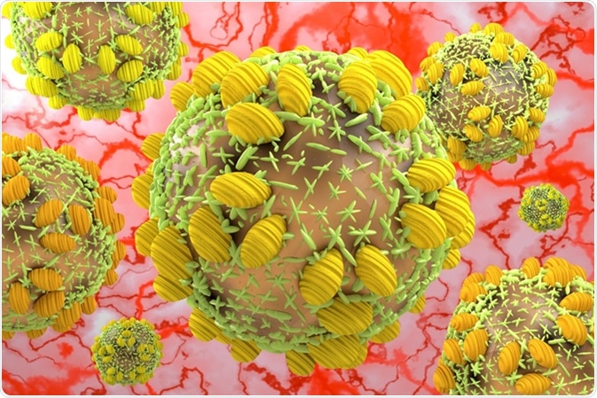 Hepatitis C virus HCV 3D illustration. Image Credit: Fotovapl / Shutterstock