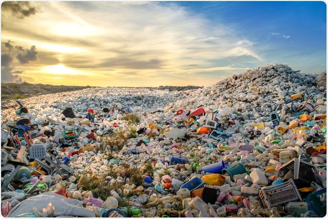 Waste plastic bottles and other types of plastic waste at disposal site. Image Credit: Shutterstock