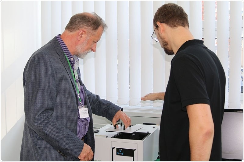 Picture of Prof. Zygmunt "Karol" Gryczynski and Christian Oelsner with the FluoTime 250 Caption: Prof. Zygmunt "Karol" Gryczynski (left) is impressed by the ease of use of the FluoTime 250.