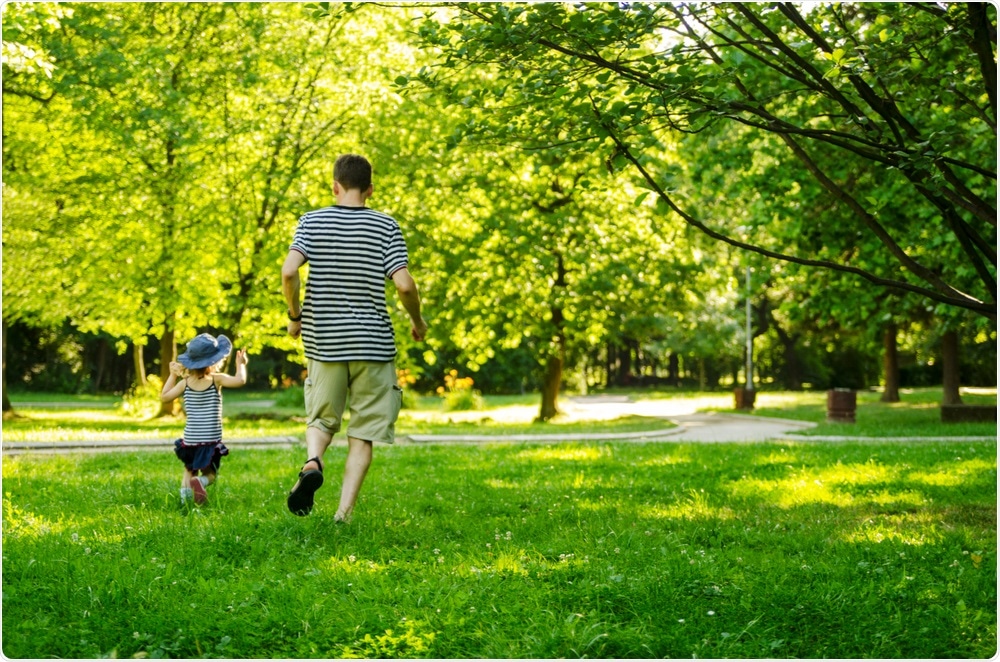 Greenspace in neighborhood with dad and daughter -By Biserka Stojanovic