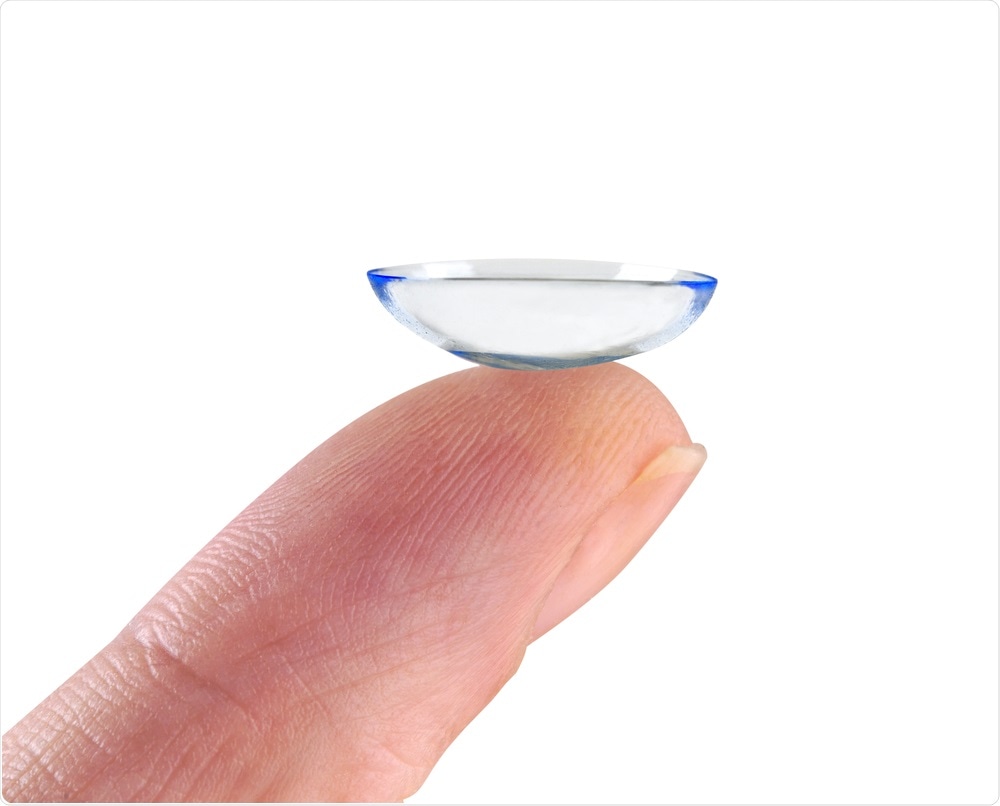 Contact lenses on end of finger - picture taken by Chuck Rausin