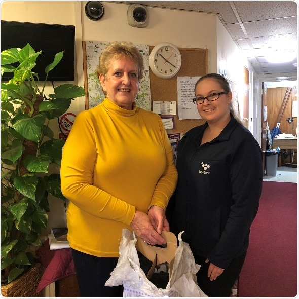 Amber from Bedfont with Julie, who received the Reverse Advent Calendar
