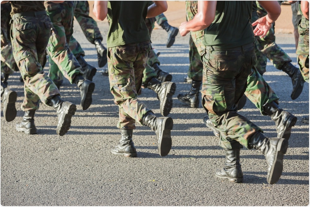 Military personnel doing a training run