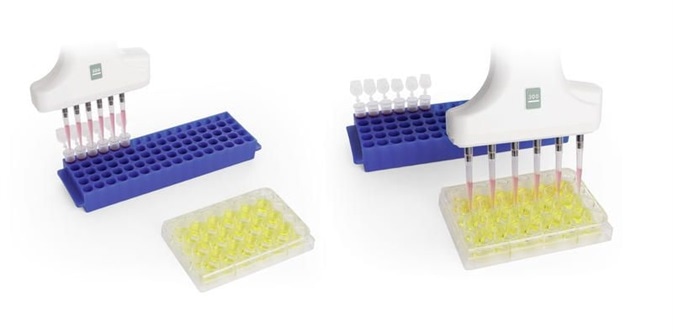 Transfer from tubes to plates using a VOYAGER pipette