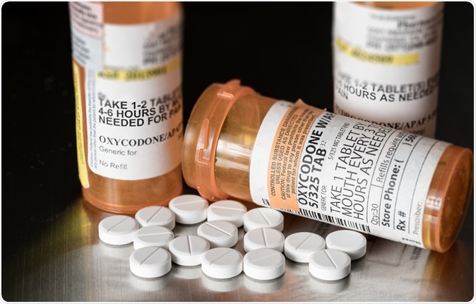 Oxycodone is the generic name for a range of opoid pain killing tablets. Image Credit: Steve Heap / Shutterstock