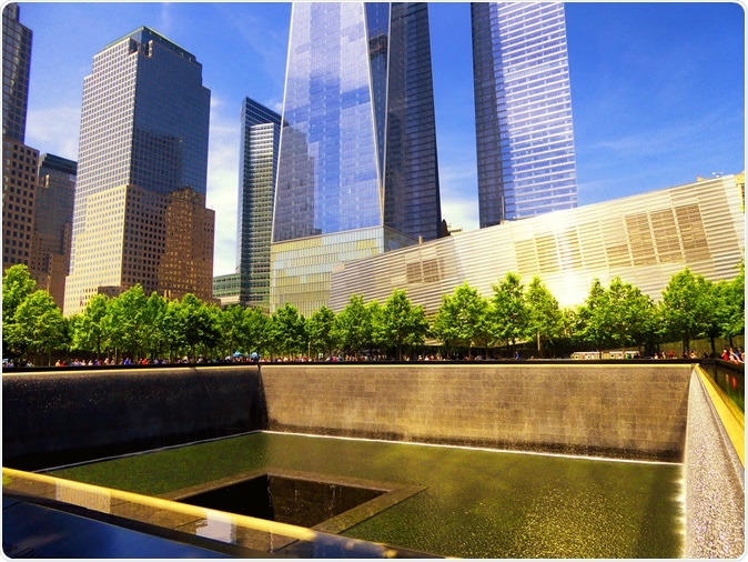 The North Pool of the National September 11 Memorial adjacent to One World Trade Center in Lower Manhattan, New York City United States. Image Credit: Shanshan0312 / Shutterstock