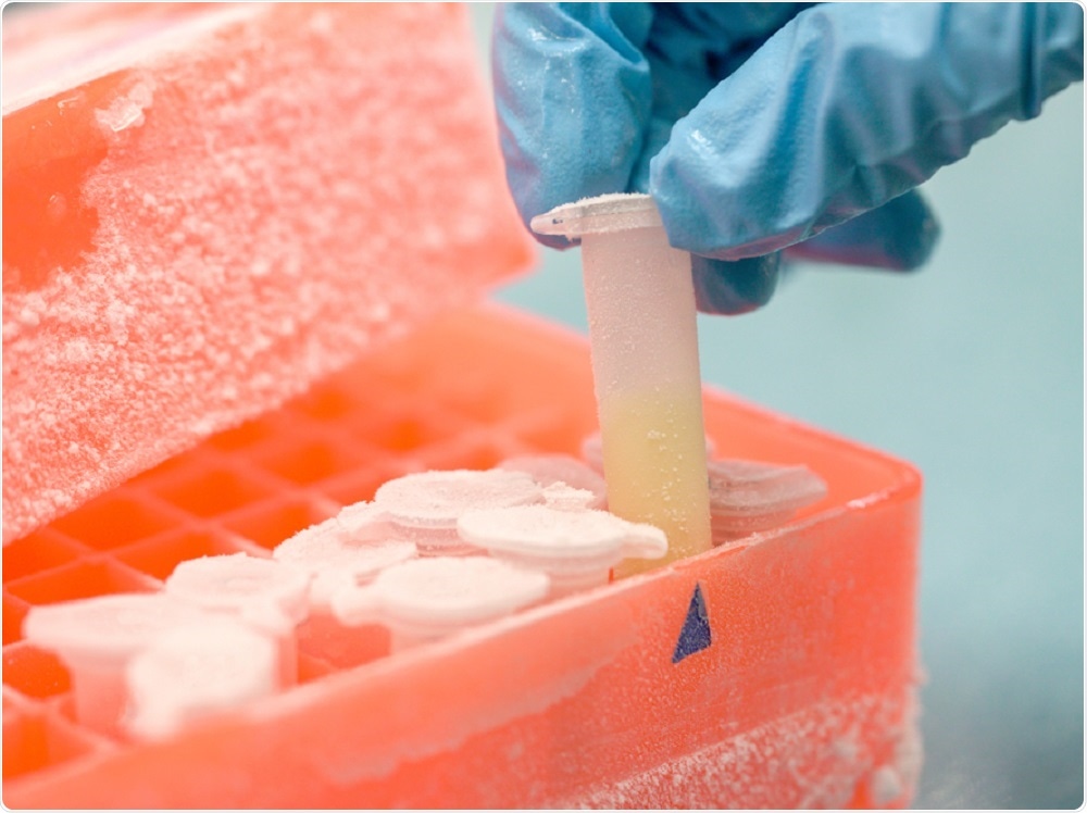 Biological sample being stored in freezer (cryopreservation) - a photo by Choksawatdikorn