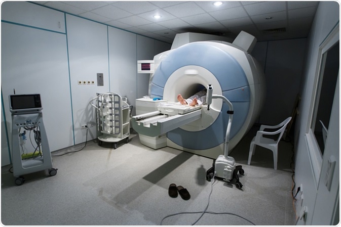 MRI (magnetic resonance imaging) scanner in a hospital