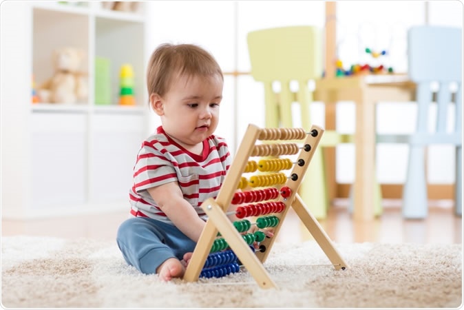 Children do not understand the meanings of count words like “two” and “three” until the preschool years. But even before knowing the meanings of these individual words, might they recognize that counting is “about” the dimension of number?  Image Credit: Ksana Kuzmina / Shutterstock
