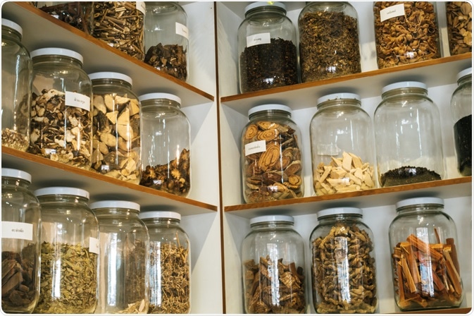 Jars of herbal medicines