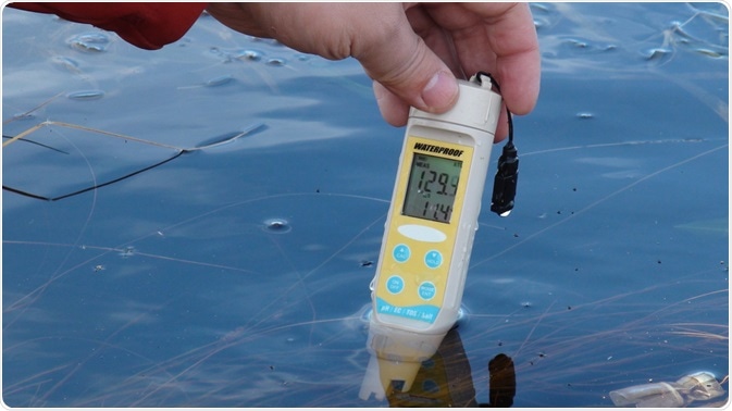 pH meter in wastewater