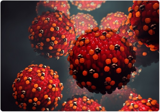 3d illustration measles virus. Image Credit: Design_Cells / Shutterstock