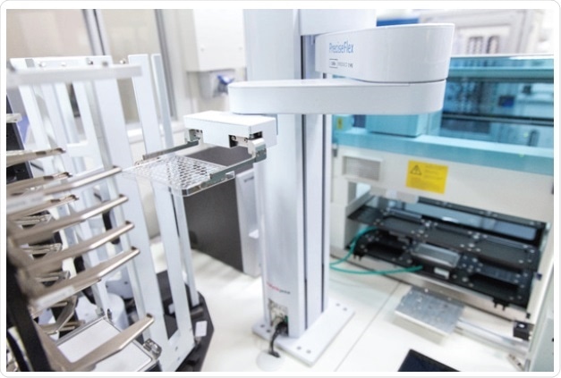 Automation platform, including a Cybio® FeliX pipetting platform, in SynbiCITE’s London DNA Foundry laboratory at Imperial College London.