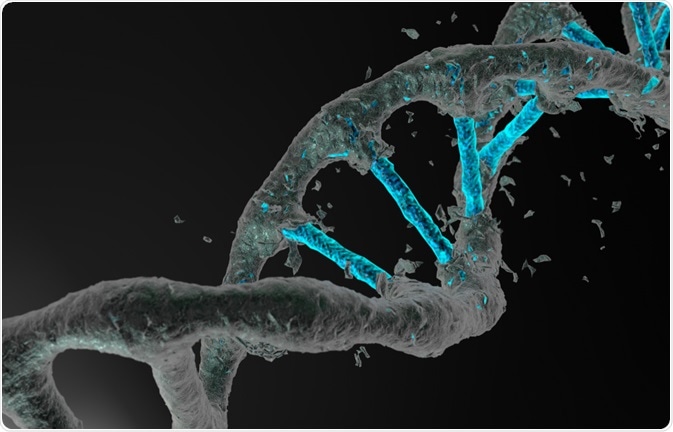 Abstract image of DNA being edited.