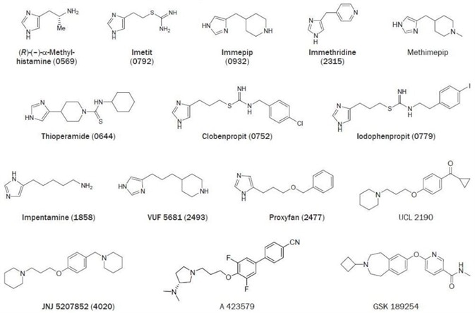 Chemical structures of selected H3 receptor ligands
