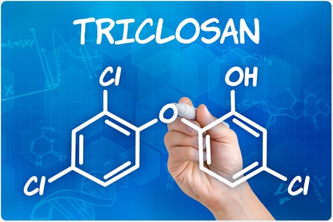 Formule chimique de Triclosan. Crédit d