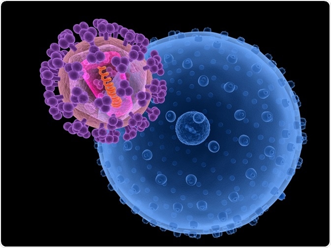 HIV virus next to cell