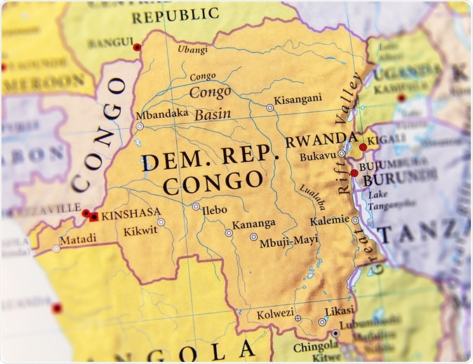 Geographic map of Democratic Republic Congo. Image Credit: Bennian / Shutterstock
