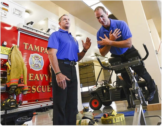 The University of South Florida and Tampa Fire Rescue conducted a a randomized controlled trial to assess the effectiveness of a worksite exercise regimen targeted to reduce the risk of low back injury and disability in firefighters. Photo courtesy of University of South Florida/USF Health