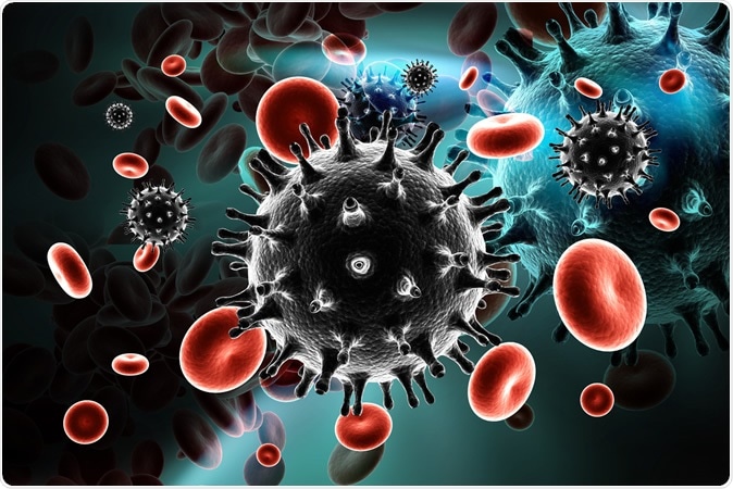 Digital illustration of HIV Virus in Blood Stream. Image Credit: RAJ CREATIONZS