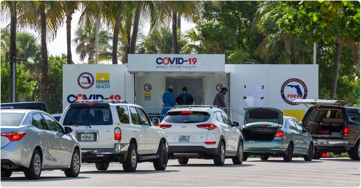 Study: Miami Beach, Florida, USA - July 11, 2020: Florida Health and FDEM COVID-19 Mobile Testing Facility. Walk-up coronavirus testing site at Miami Beach, Florida. Image Credit: YES Market Media / Shutterstock
