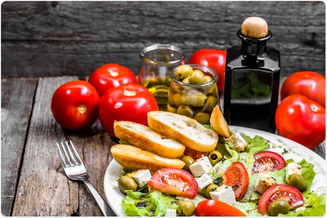 Mediterranean diet with vegetables and feta. Image Credit: Alicja Neumiler / Shutterstock