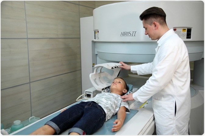 Child having a brain scan