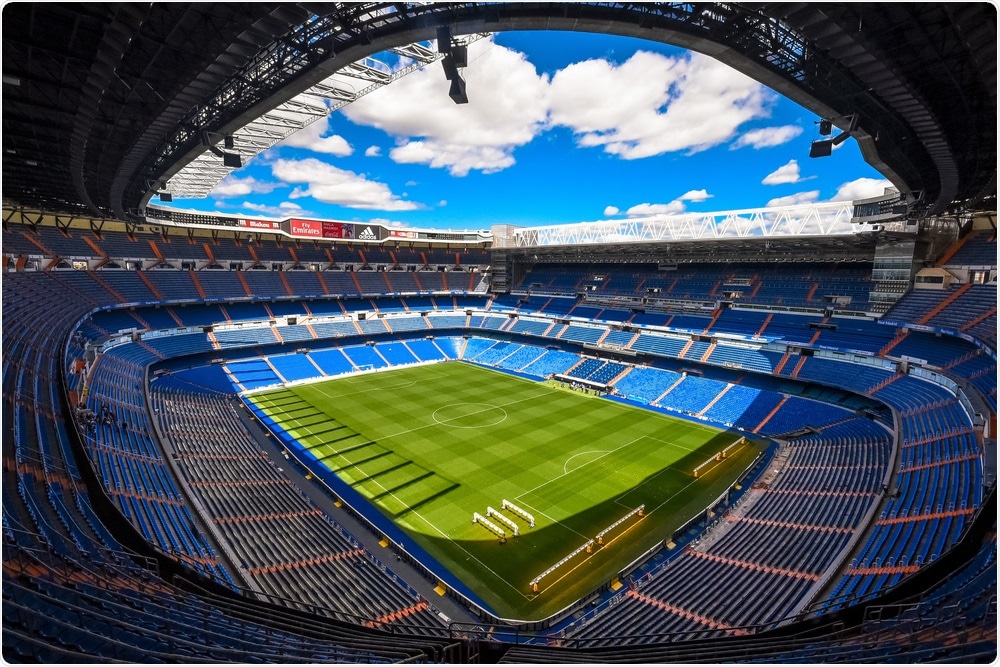 Panoramic view of Santiago Bernabeu Stadium pitch. Image Credit: Jose Campos Rojas / Shutterstock