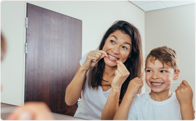 Mother and Child Flossing