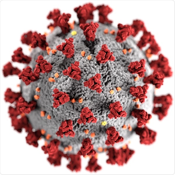 Image of the ultrastructural morphology exhibited by the 2019 Novel Coronavirus (2019-nCoV) (CDC)  - CDC/ Alissa Eckert, MS; Dan Higgins, MAM / Public domain