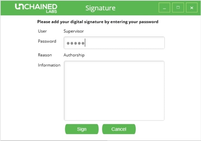 Digital signature request screen in Hound Analysis software.