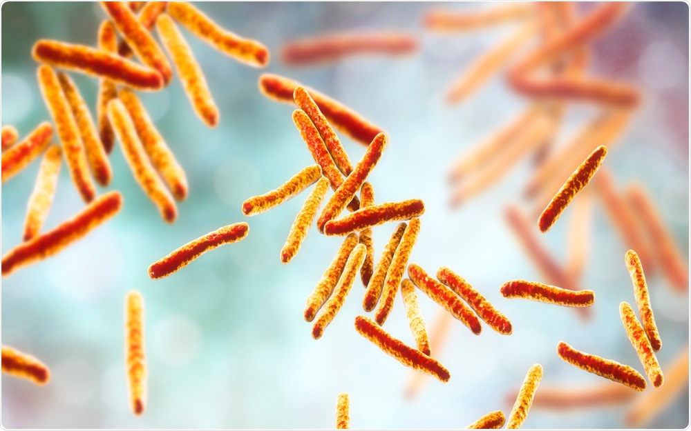 Bacteria Mycobacterium tuberculosis, the causative agent of tuberculosis, 3D illustration. Image Credit: Kateryna Kon / Shutterstock
