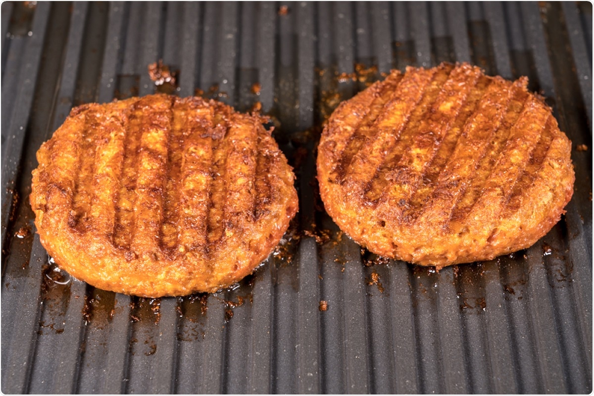 Meat like plant-based patties. Image Credit: Steve Heap / Shutterstock