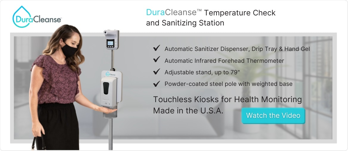 Thermometers and hand sanitizer stations