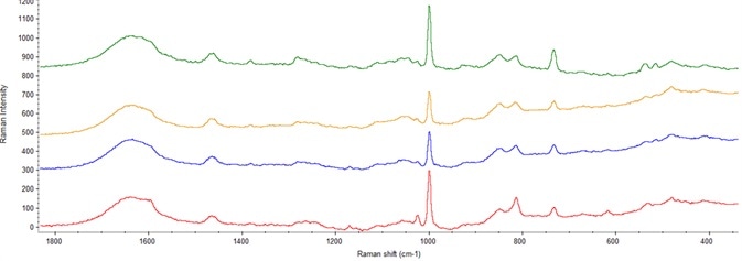Spectra showing varying concentration of preservatives in final drug product.