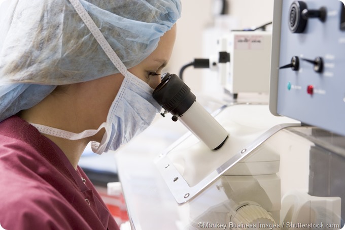 Embryologist in lab