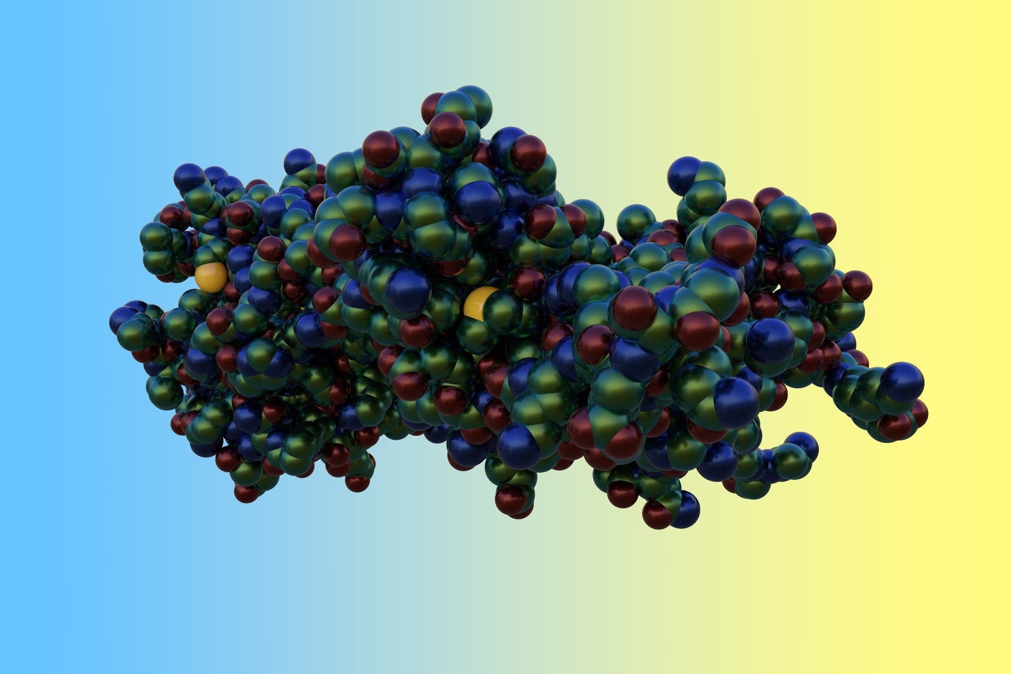 Space-filling molecular model of Yersinia pestis V-antigen, an essential virulence factor and mediator of immunity against plague. Scientific background. 3D illustration. Image Credit: Maryna Olyak / Shutterstock