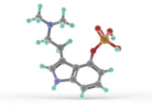 Molecular model of psilocybin.