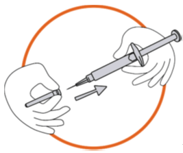 A drawing of hands holding a syringe  Description automatically generated
