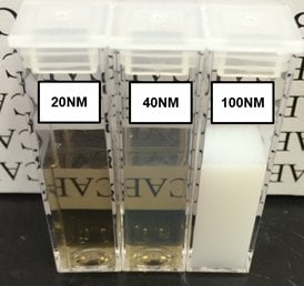 Suspensions of 20, 40, and 100 nm FND particles in deionized water.