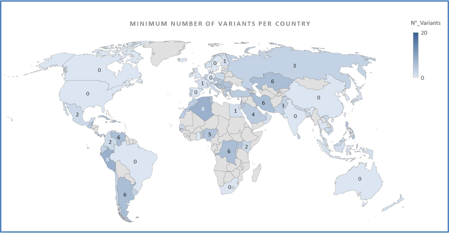 Geographical distribution of the minimum number of variants per  sequence.  https://doi.org/10.1371/journal.pone.0263705.g001