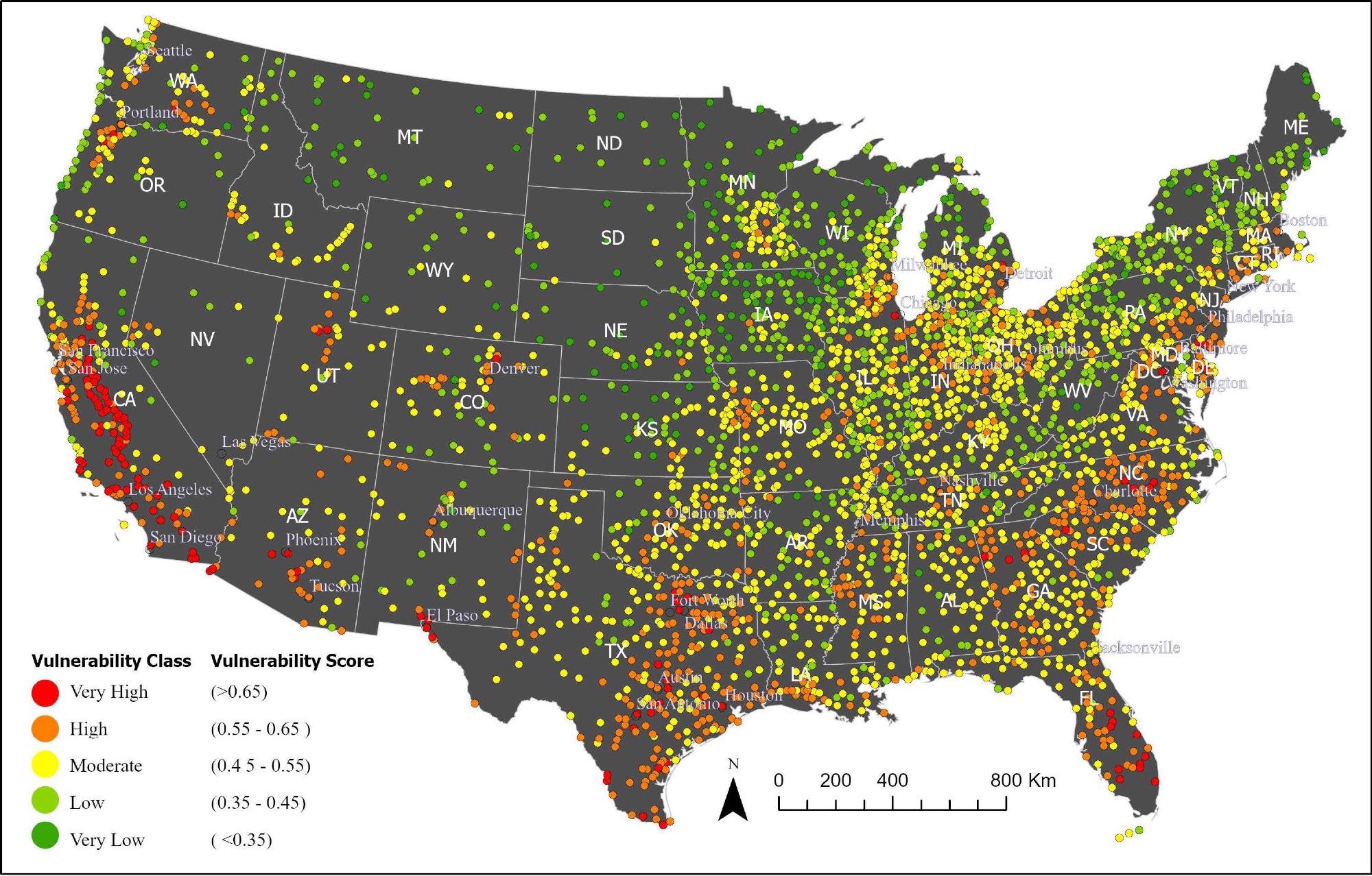 Pandemic vulnerability index of US cities